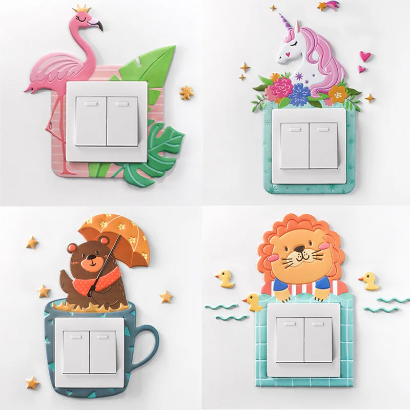 

Luminous PU Glow Wall Sticker Cute Cartoon Animal Home Decal Removable Switch Sticker Kids Rooms Decor