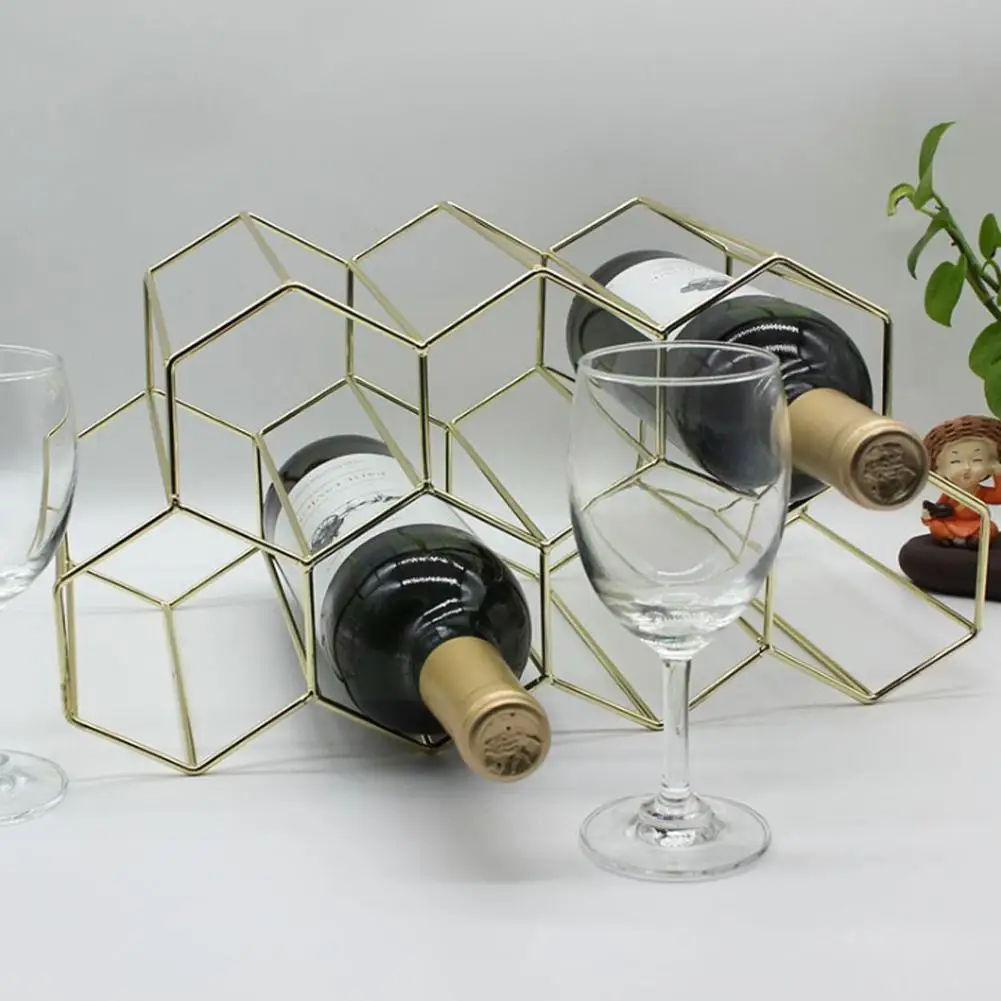 

Creative Honeycomb Wine Rack Modern Style Metal Wine Wine Ornaments Storage Rack Cooler Iron Wrought