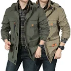 Мужской уличный костюм, зимнее плюшевое плотное теплое пальто, ветрозащитные повседневные парки, верхняя одежда, куртки, Мужская Рабочая куртка с большими карманами