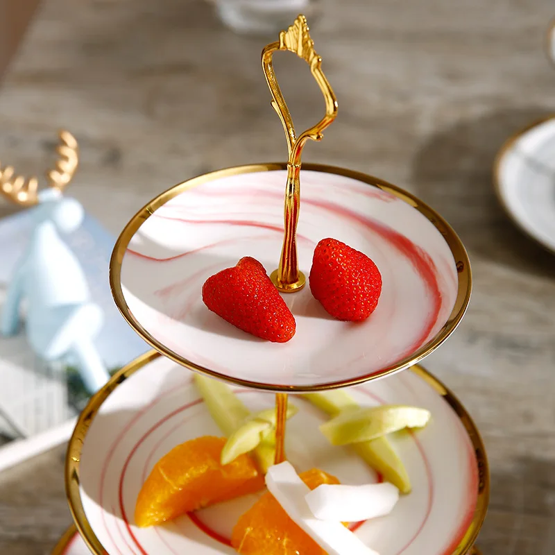 Европейские мраморные керамические 2/3 Слоя Тарелки Свадьба День рождения фрукты