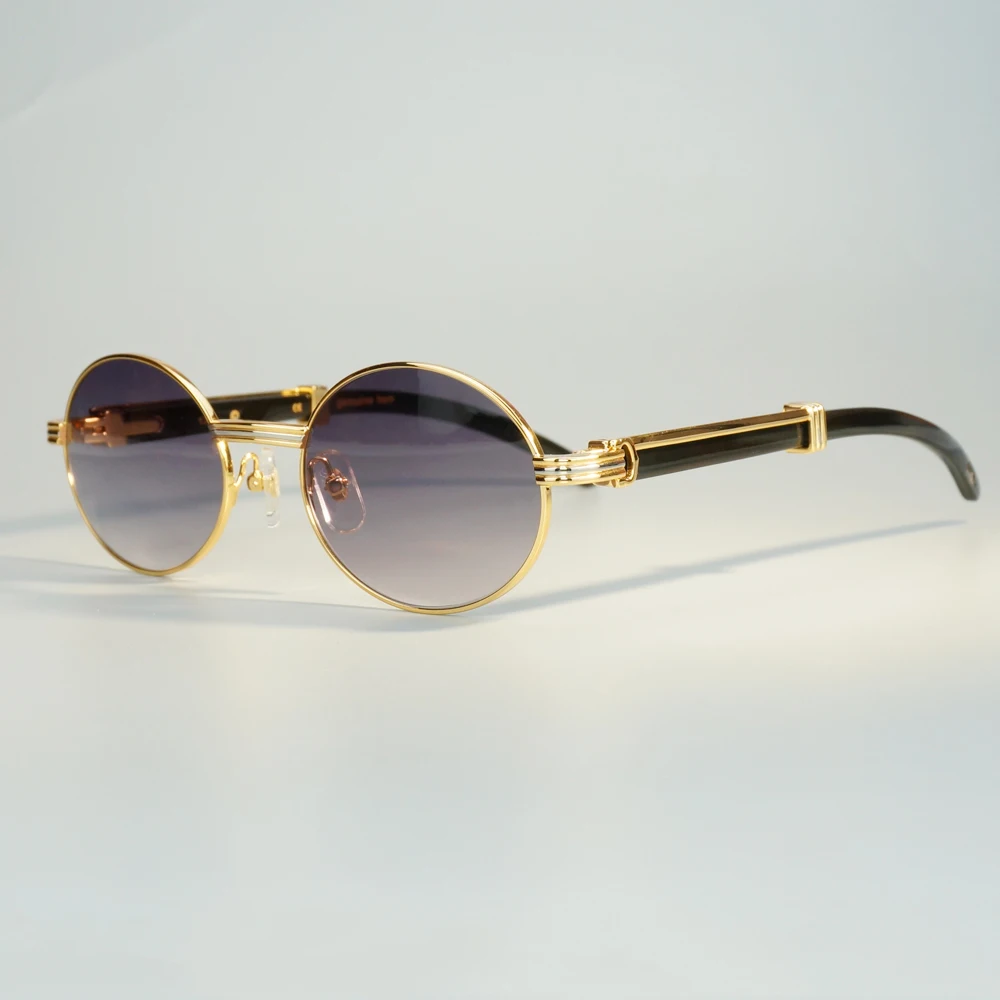 

Unique Designer Carter Buffalo Horn Sunglasses for Men Transparent Men Oval Glasses Trendy Mens Eyewear Gafas Myopia De Sol