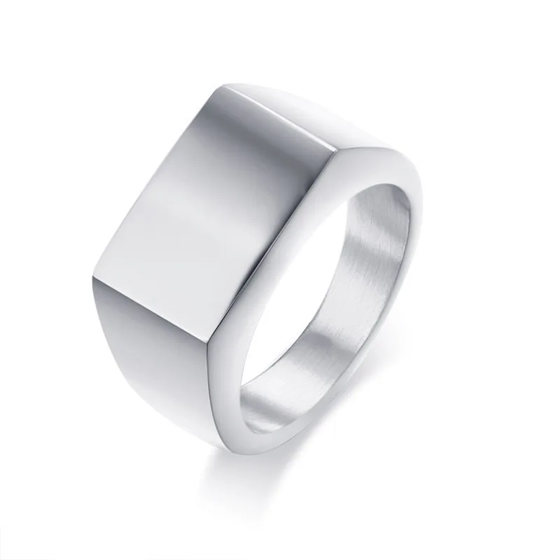 

Stainless Steel Polished Rectangle Band Ring for Men Women Blank Mold for Custom Signet Ring Wholesale Bulk