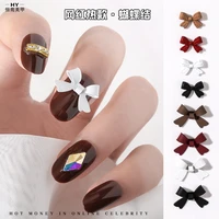 fairy flower lingdai nail diablo contracted wind frosted bowknot is the new black and white bow nail decoration