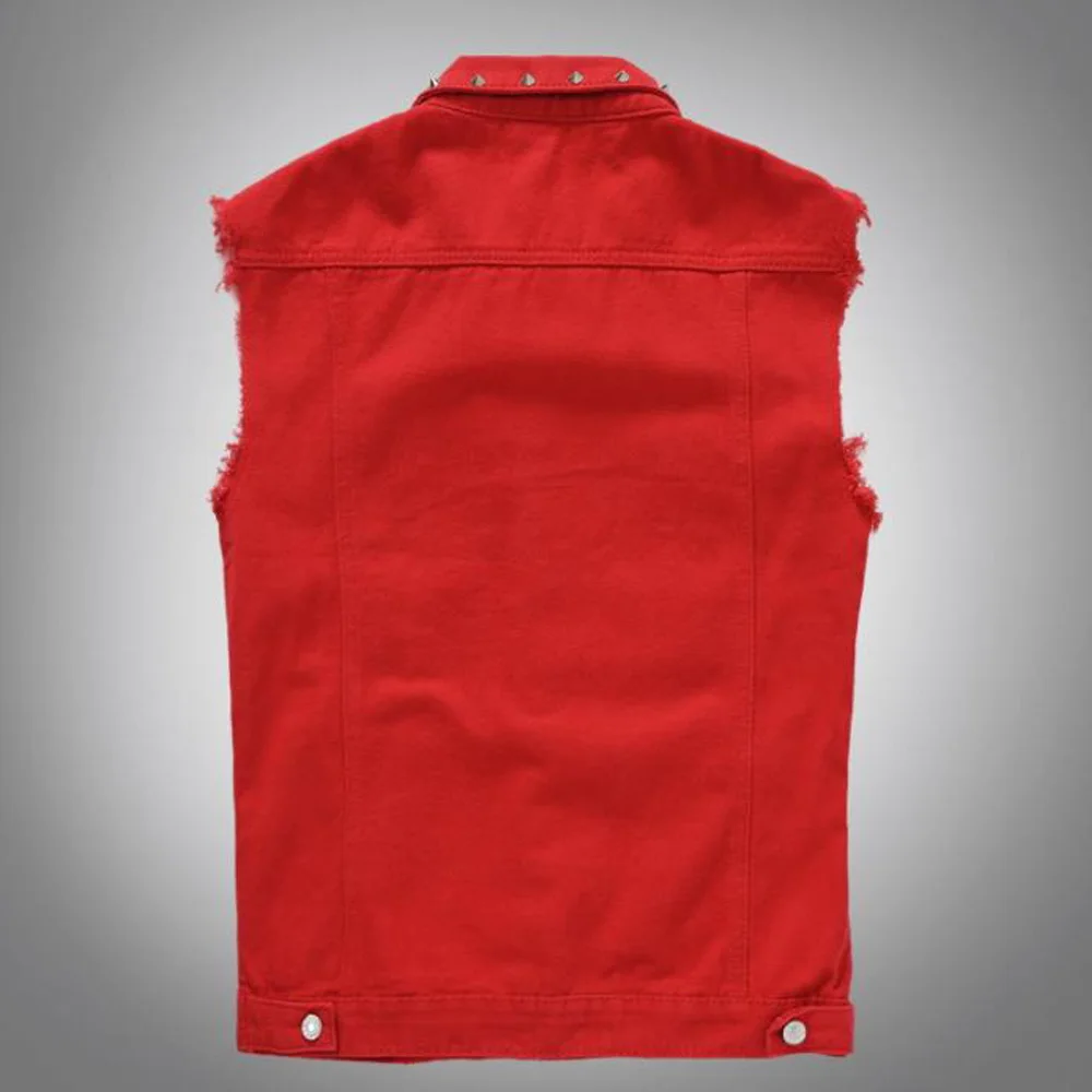 Мужской джинсовый жилет 2021 джинсы с заклепками в стиле хип-хоп джинсовые пальто