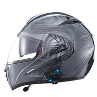 carbon fiber pattern electric scooter motorcycle bluetoth wireless headphone speaker open face double lens full face helmets