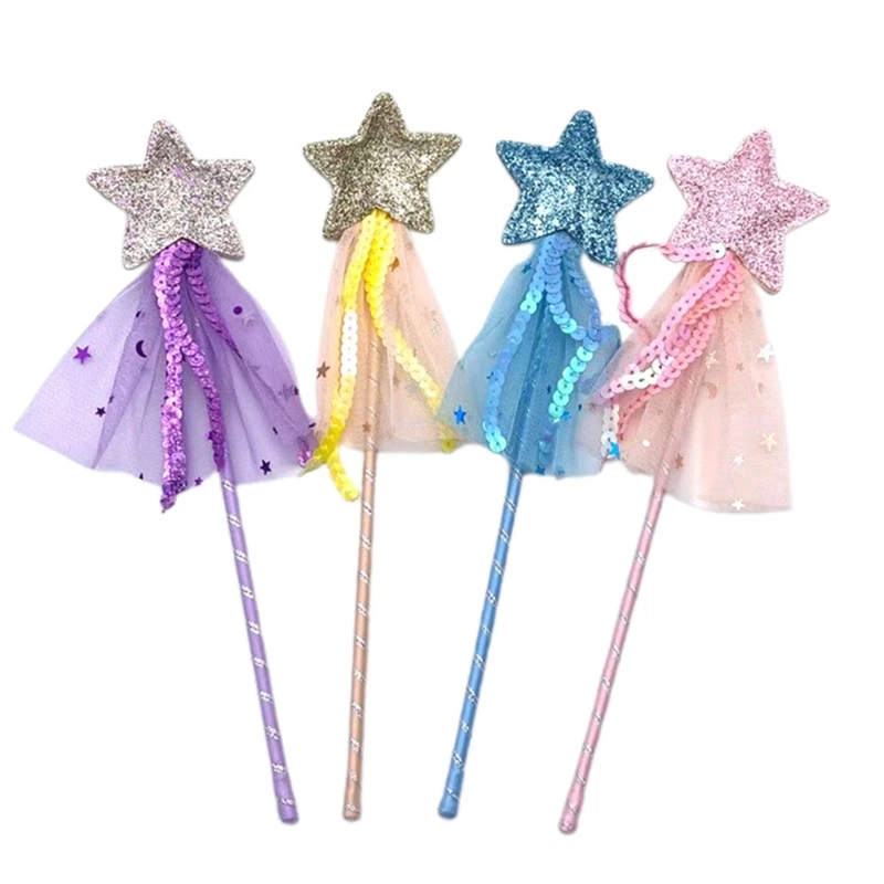 

New 4x/set Nice Princess Wand Girls Star Wand Toy Dress-up Cosplay Prop Costume Supplies Birthday Party Favor Gifts for Kids