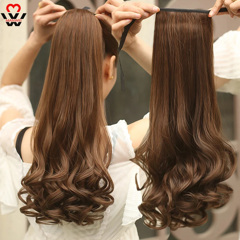 

MANWEI Long curls Straight Clip In Hair Tail False Hair Ponytail Hairpiece With Hairpins Synthetic Hair Pony Tail Hair Extension