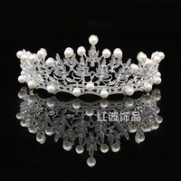 princess crown headband wedding dress bridal accessories crown jewelry big pearl rhinestone bridal crown baroque crystal women
