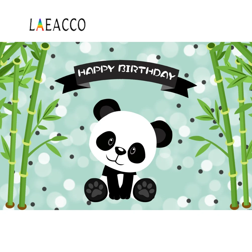 Laeacco Panda Green Bamboos с днем рождения Портретные Детские фотографии фоны для фотостудии
