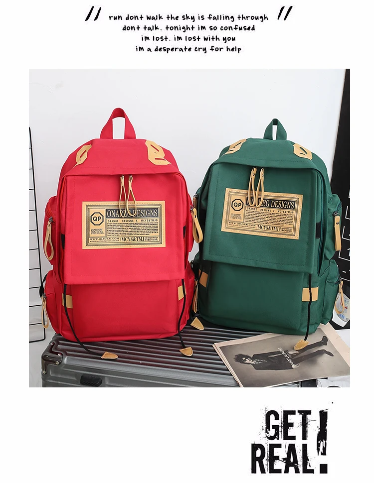

PB3550 Canvas campus junior high school student high school student school bag female ins tide backpack