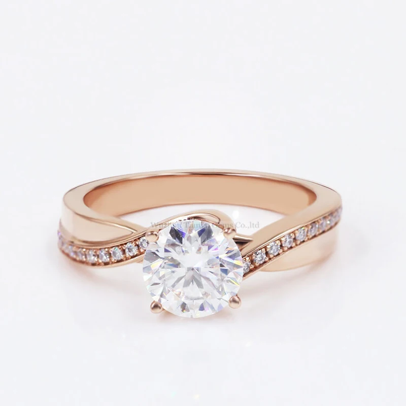 

Tianyu Gems 6.5mm Moissanite Diamond Gold Rings Round Brilliant DEF Gemstone 14k/18k/PT950 Wedding Ring Women Customized Jewelry