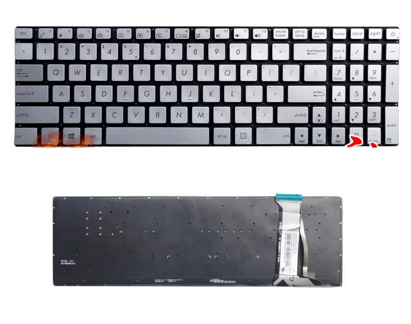 Новая Серебристая клавиатура US для ноутбука ASUS ZX50J ZX50JX GL552 GL552J GL552V G552VM G552VX GL752VM FZ50JX