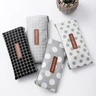 Холщовый чехол для карандашей, простой однотонный чехол в полоску и клетку, офисные и школьные принадлежности для студентов