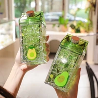 double iced avocado cup water bottle with lid and straw for cooling in summer large capacity thickened drop resistant coffee cup