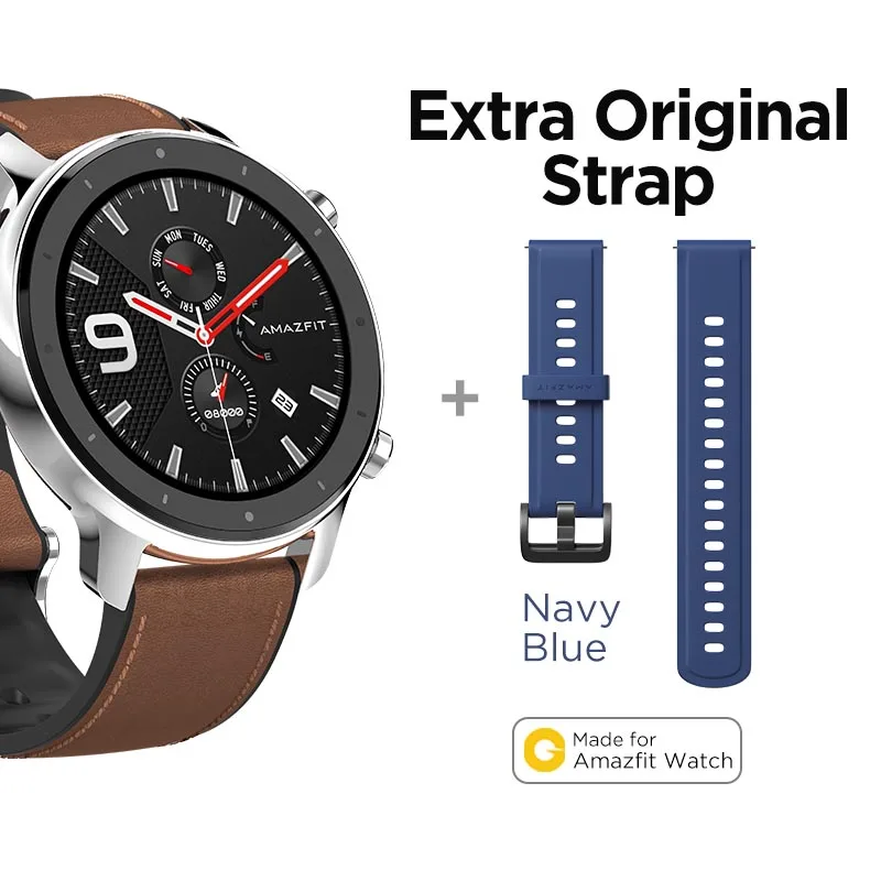 S-Extra NYblue Strap Глобальная версия, Новые смарт-часы Amazfit GTR, 47 мм, 5ATM, умные часы, 24 дня, батарея, управление музыкой, для Xiaomi, Android, IOS, телефона - Цвет: S-Extra NYblue Strap