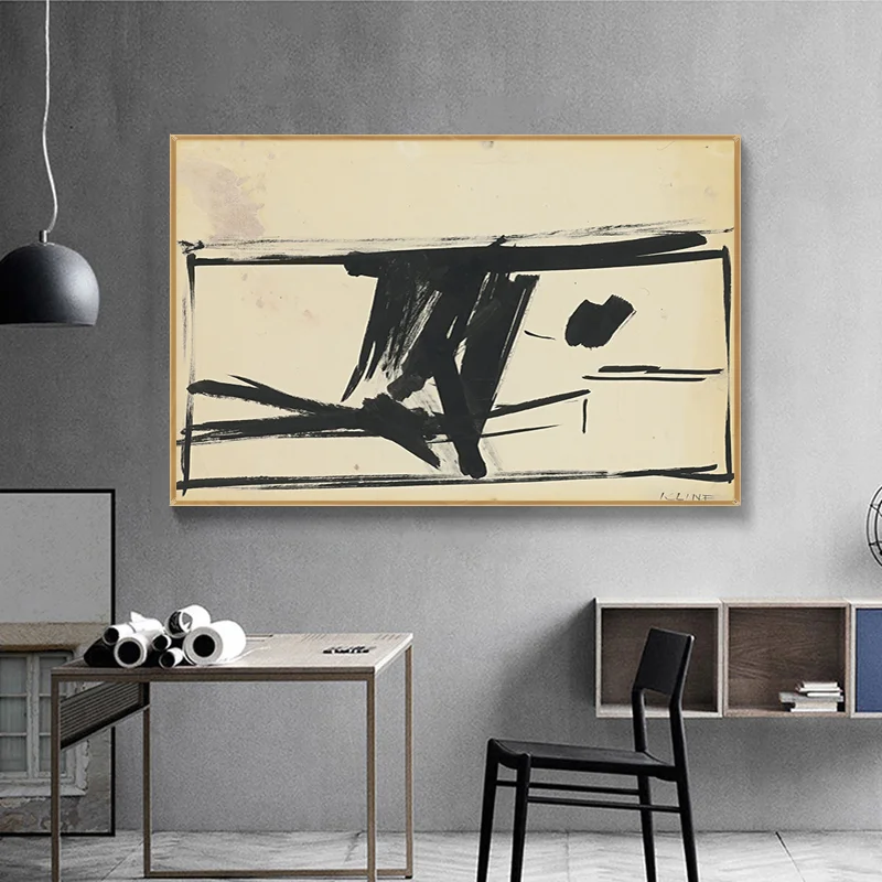 &quotPOISE&quot by Franz Kline Famous Oil Painting Reproduction Canvas on Abstract Poster Print Wall picture for living room |