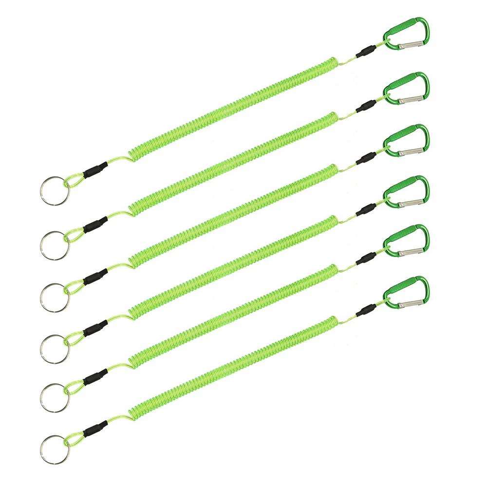 

12 Pcs 2.3MM 6 Colors Fishing Lanyard Retractable Elastic Steel Ropes Key Rings Anti-Lost Spring Fishing Tether for Outdoor -
