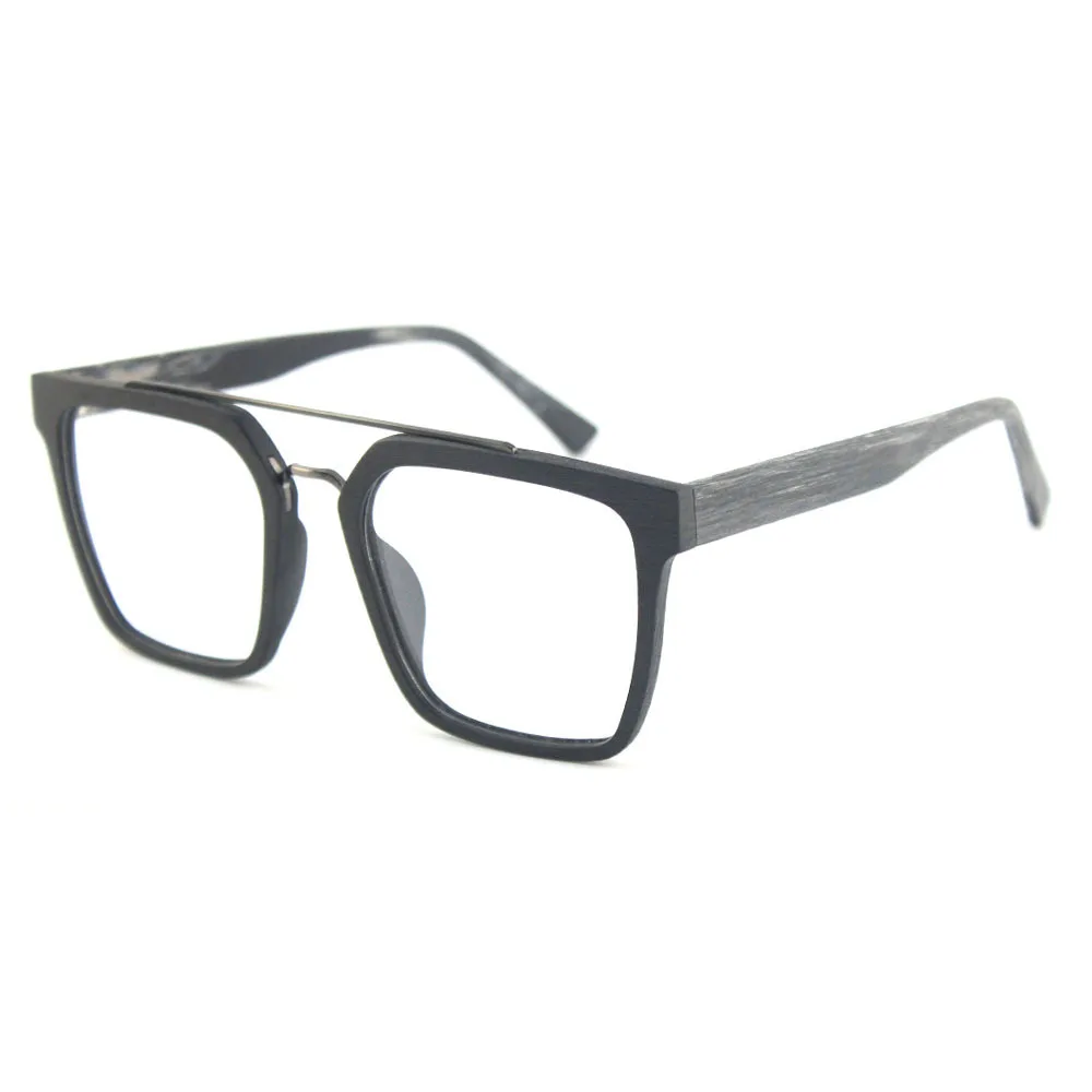Evove Acetate Eyeglasses Men Women Square Wooden Grain Glasses Frame Man Vintage Nerd Oversized Spectacles for Optic | Аксессуары для