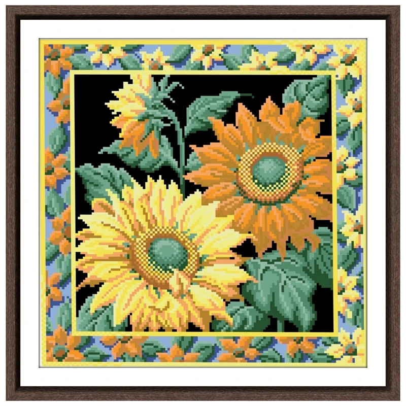 

Sunflower field cross embroidery kit flower pattern design 18ct 14ct 11ct unprint canvas Cross-stitch DIY needlework