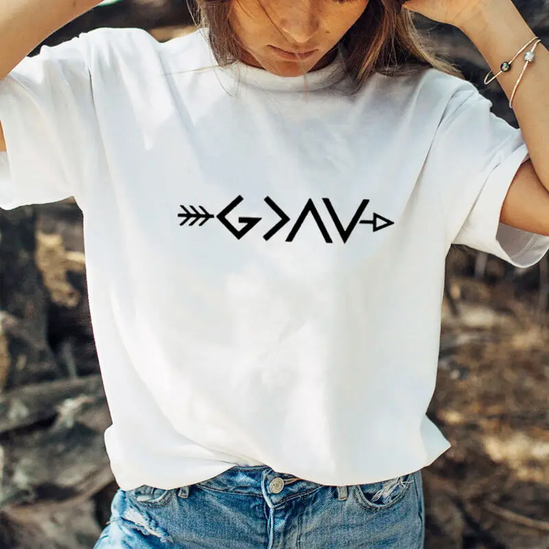 

God is Greater Than The Highs And Lows New Arrival Summer Women Funny T Shirt Christian T Shirt Faith Shirts Religious Shirts