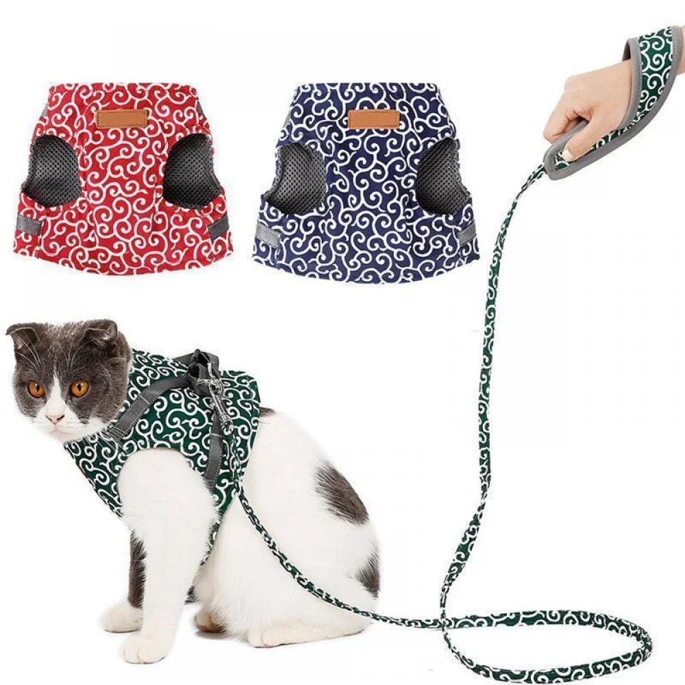 

Cat Vest Type Traction Cats Dog Chest Back Traction Rope for Soft Adjustable Vests Harnesses Easy Control Breathable Reflective