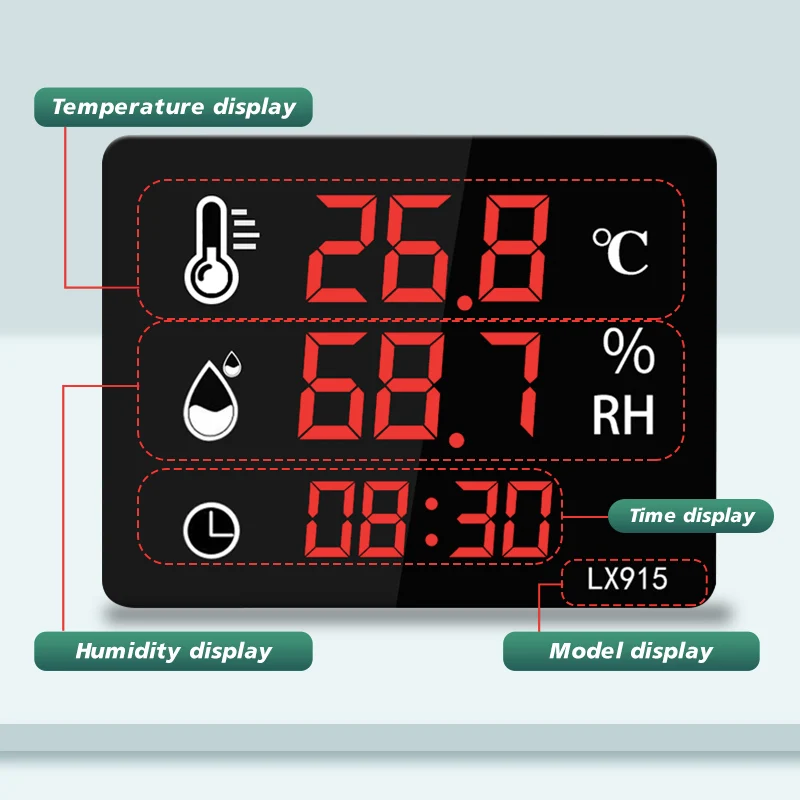 wall clock electronic thermometer outdoor thermometer with time and humidity display temperature sensor lx915 free global shipping