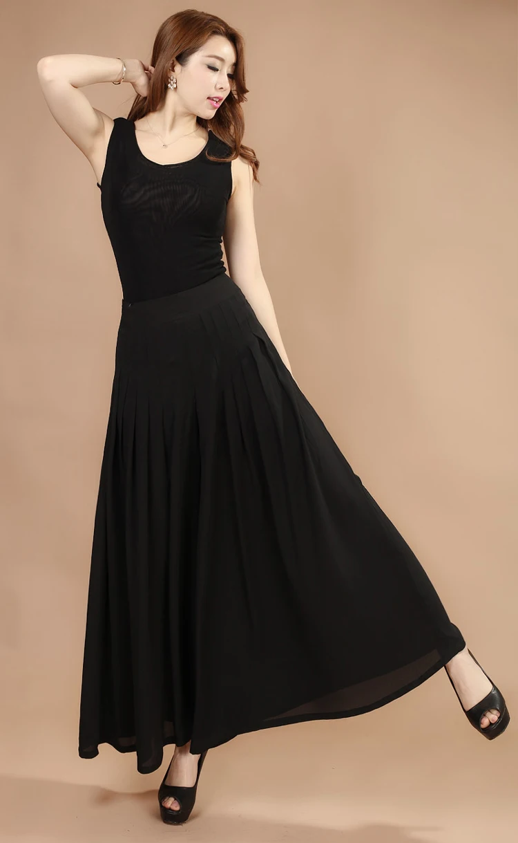 Large Women Wide Leg Pants 2020 Summer Style Elegant retro Tunic Solid Office Chiffon Big Size H143 | Женская одежда