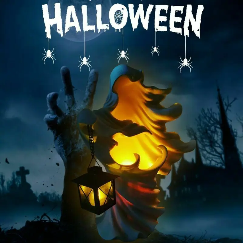 

Halloween Decoration Halloween Hell Messenger Decorative Light Resin Ornament for Garden Outdoor Decorations Haunted House Props