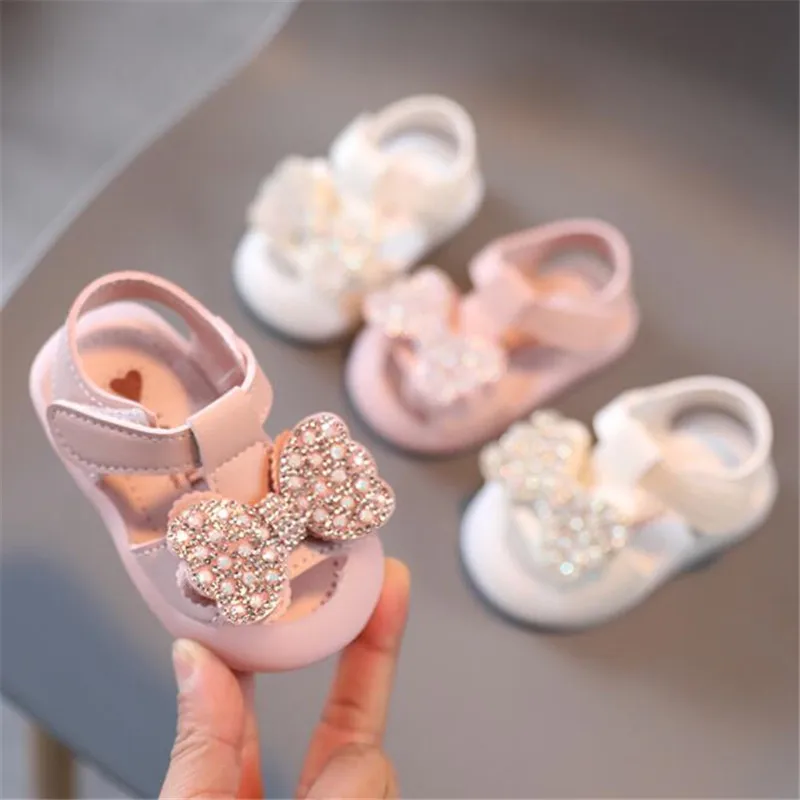 Sandalias deportivas de ocio para ni&ntilde;os y ni&ntilde;as, zapatos Baotou de princesa con lazo de fondo suave, antideslizantes, novedad de verano-1