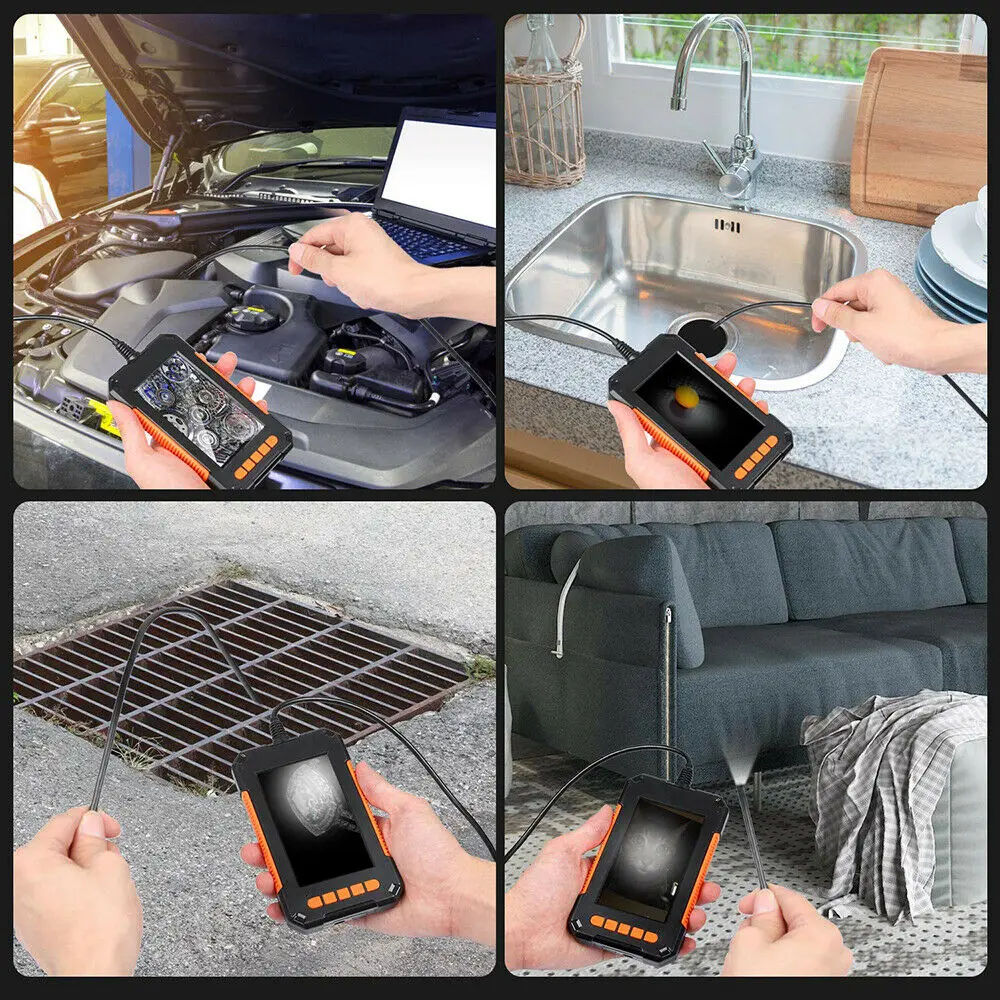 

1080P HD 4.3'' Industrial Endoscope Camera Professional Dual Lens Borescope Inspection Camera Handheld Snake Camera with 8 LED