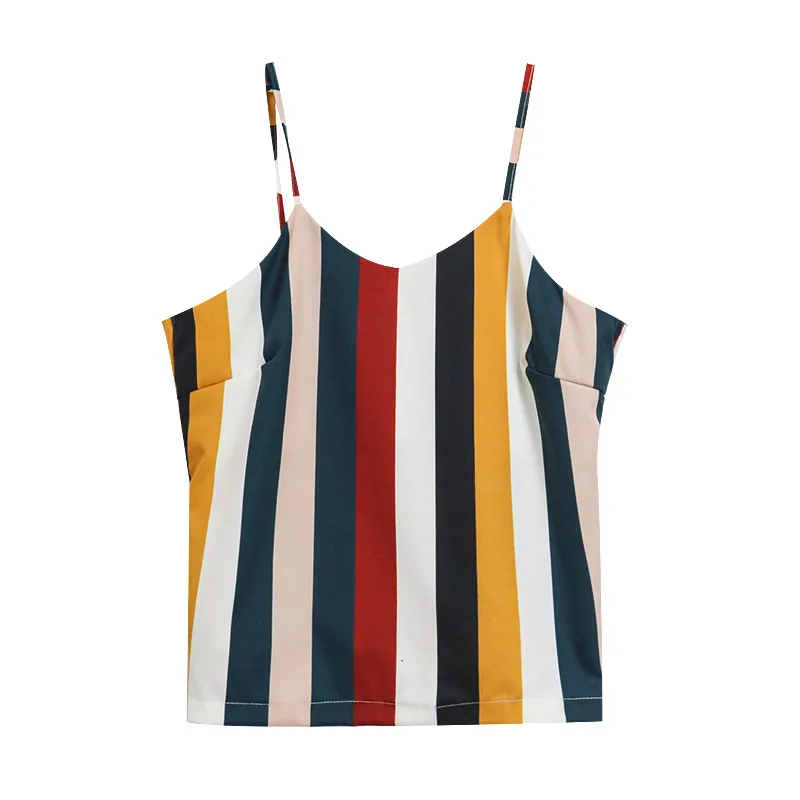 

European and American 2021 summer fashion trendy brand women's ins style striped print suspender short cropped vest