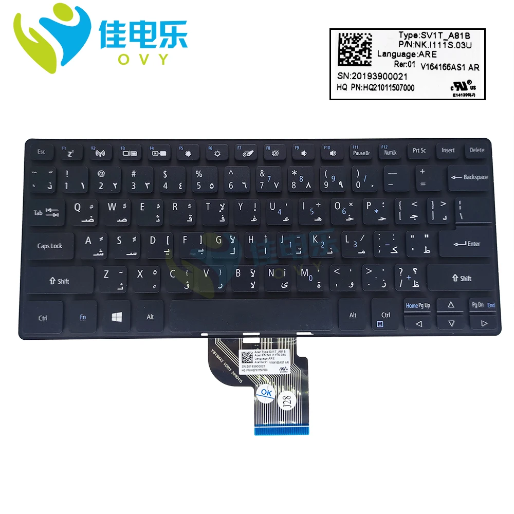 

AR Arabic notebook keyboard for Acer Spin1 SP111-32 SP111-32N SP111-34N replacement keyboards QWERTYY NK.I111S.03U V164166AS1