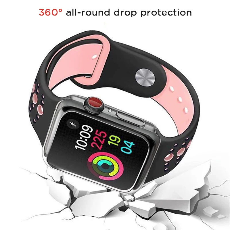 Силиконовый чехол из ТПУ, прозрачный, мягкий чехол для часов Apple Watch Series 4 1 2 3 42 мм/38 мм/44 мм/40 мм противоударный чехол для iWatch 1 2 3 4
