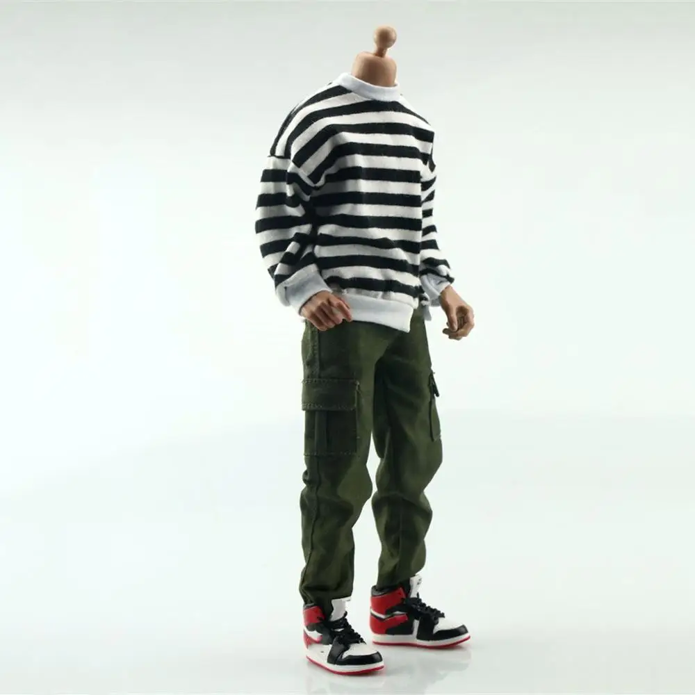 

1/6 Scale Male Closing Casual Pants Men Fashion Striped Sweater Without Cap Clothes Model for 12'' Action Figure Body Doll Toy