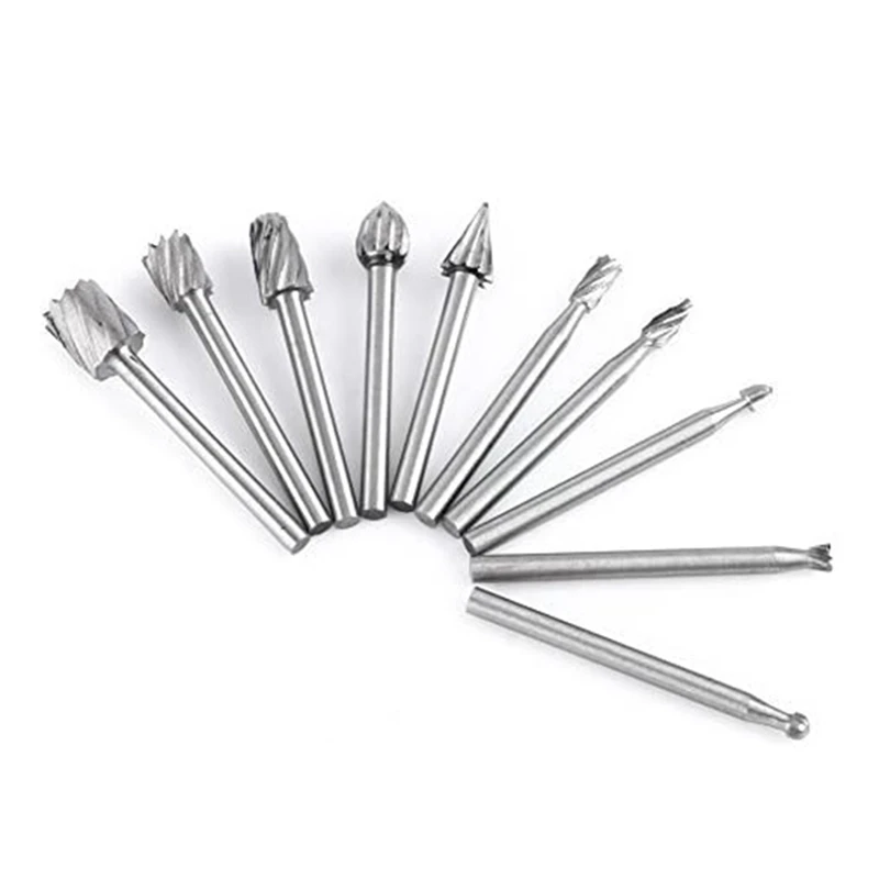 

10-Piece Set of High-Speed Steel Rotary File Woodworking Engraving Tool Woodworking Milling Cutter 1/8 Inch Handle Promotion