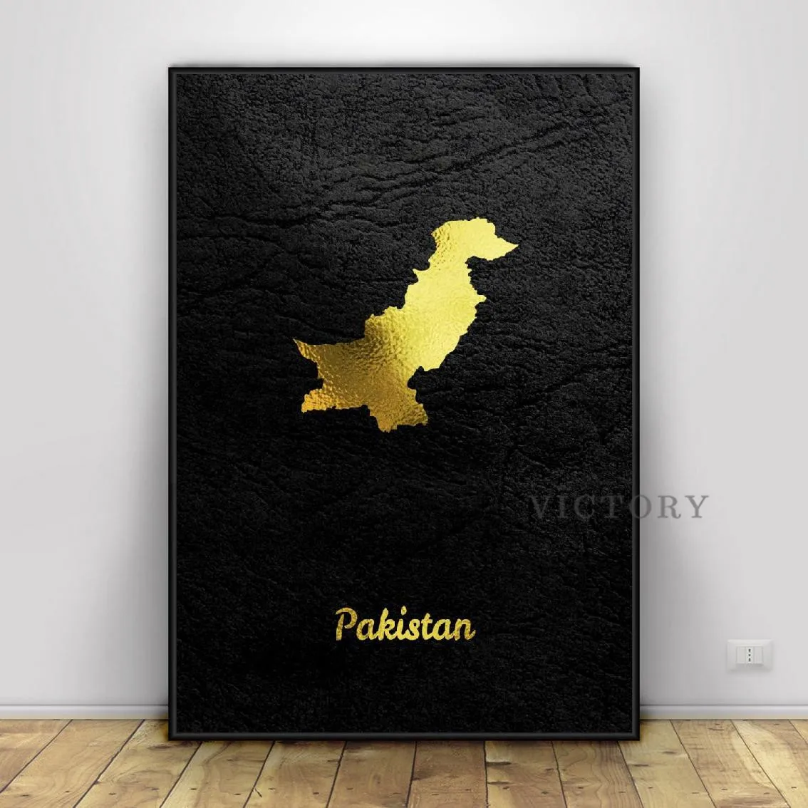 Золотая карта Пакистана холст настенная печать современный плакат настенные