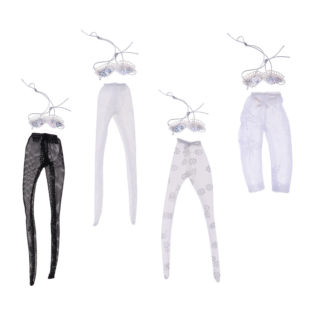 4 комплекта кукольной одежды милые топы и кружевные сетчатые трусики-чулки шорты