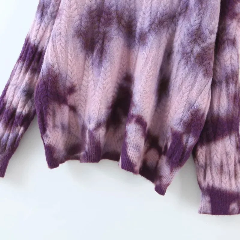 

High Quality Women Sweaters Tie-Dye Gradient Long Sleeve Pullover Jumper Loose Knitted Sweater Clothes Pull Femme Hiver