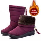 Зимняя обувь, женские ботинки, водонепроницаемые зимние ботинки, Теплые ботильоны, женская обувь, женская модная обувь, плюшевые меховые ботинки, размера плюс 43
