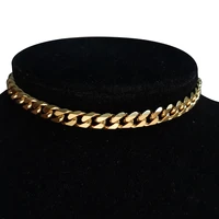 punk miami cuban choker necklace collar statement hip hop gold color stainless steel 355cm chain necklace women chocker 2020