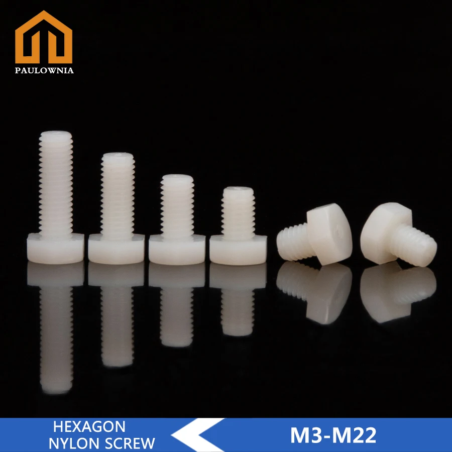 

М3 М4 М5 М6 нейлоновый винт шестигранный станок Винты пластиковые шестигранные головки метрические болты белые пластиковые винты длина 4 мм-50...