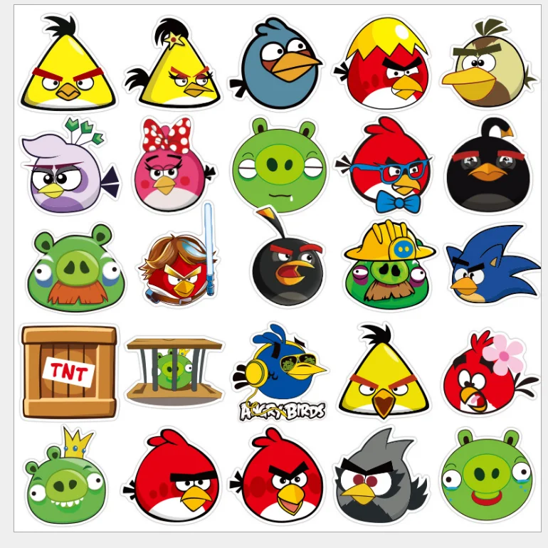 

100 Pcs Cartoon Game Series Angry Red Bird Birds Toy Sticker Forskateboard Guitar Motorcycle DIY Luggage Truck