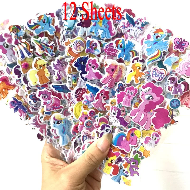 

3D Puffy Bubble Stickers Cartoon My Little Pony Frozen Stickers DIY For Children Boy Girl Toys PVC Removable wall Stickers