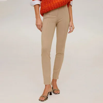 

Summer Women's Fashion New Tight Elastic Nine Point Zipper Split Casual Women's High Waist Pants