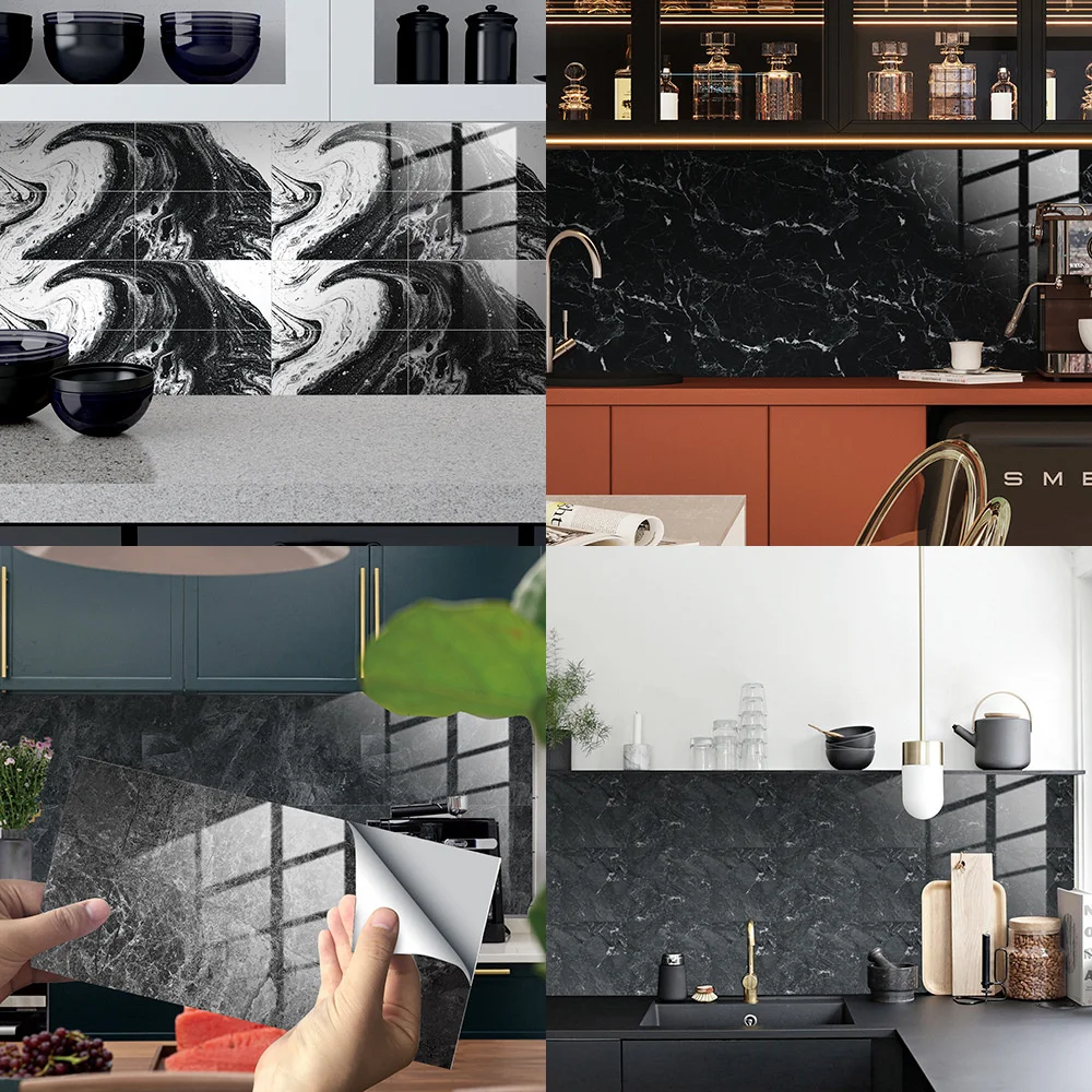

Variety Of Modern Texture Tile Stickers Covered With Crystal Film Wall Stickers Kitchen Stove Bathroom Decoration Wall Stickers