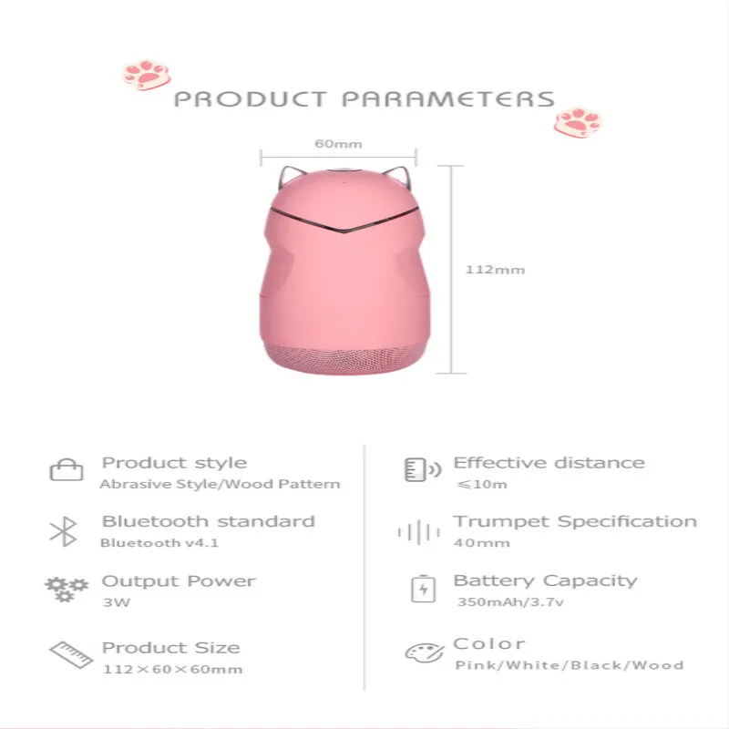 Портативный мини беспроводной Bluetooth динамик милый Кот форма прочный s со