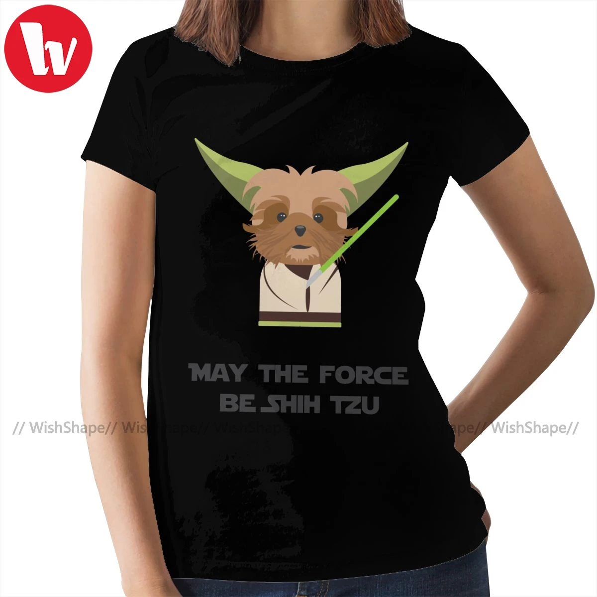 Щенки тцу футболка с изображением звезды Doggo размера плюс Летняя женская принтом Новая мода