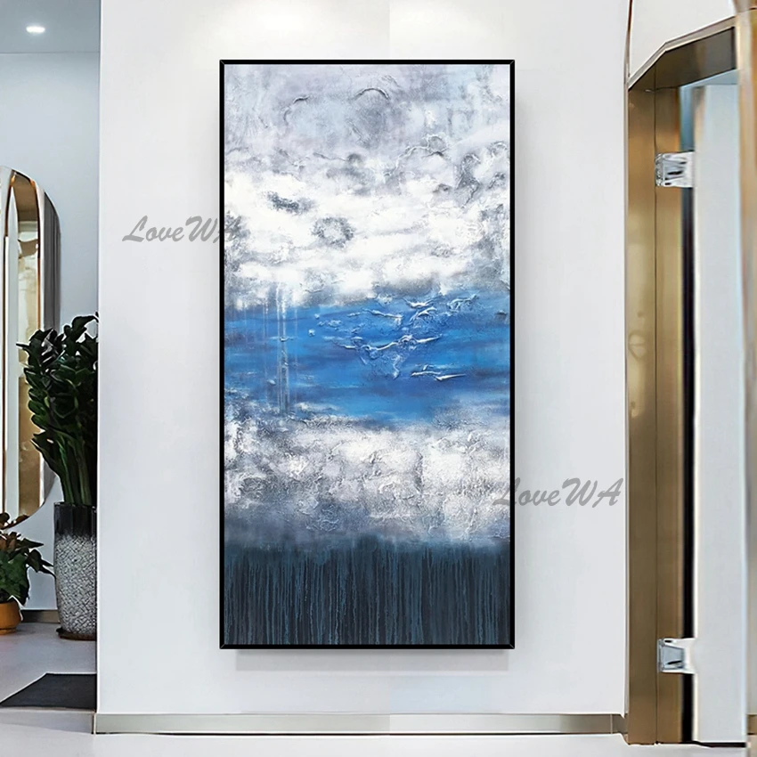 

A Light Abstract Oil Painting Of Blue And White Modern Wall Painting Home Decoration Unframed Large Lliving Room Wall Picture