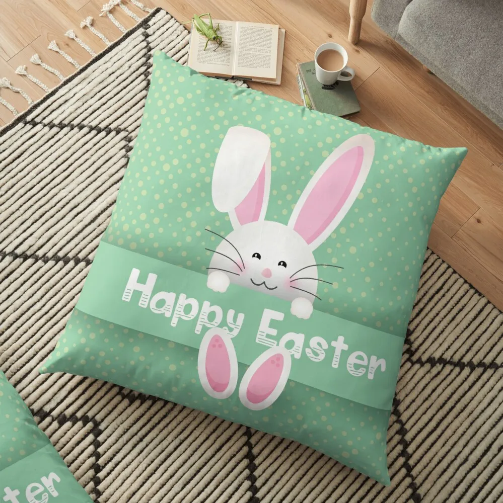 

Happy Easter Bunny печатные декоративные подушки мягкие крышка наволочка подушки для пасхальные украшения для дома Декор мультипликационным мотив...