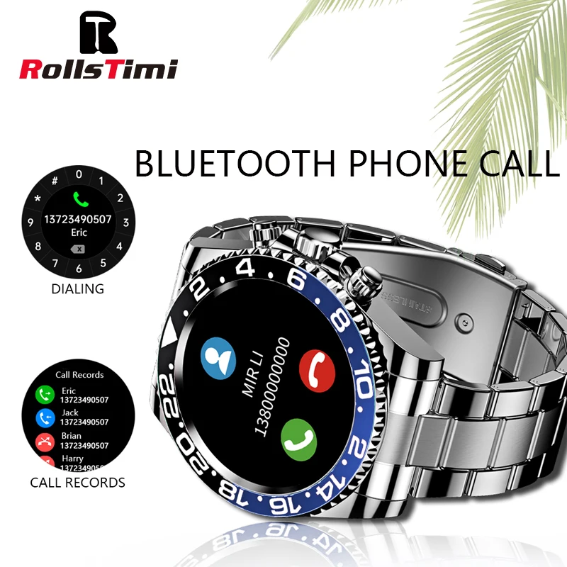 rollstimi new smart watch men business fashion movement fitness ip68 bluetooth call smart bracelet for xiaomi phone android ios free global shipping